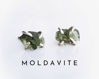 Bohemian Moldavite Rough Sterling Silver or Gold Lever Back Earrings TGW 6.10