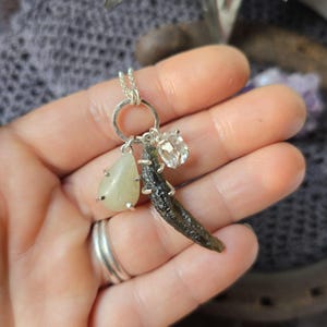 MOLDAVITE Crystal Necklace | Libyan Desert Glass Herkimer Diamond 925 Sterling Silver Genuine Czech Republic Vltavin Moldavite Tektite
