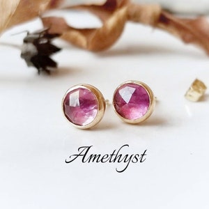 AMETHYST Ear Studs | Amethyst Earrings | Amethyst Stud Earrings | Amethyst Stud Earrings Gold | February Birthstone | February Birthday