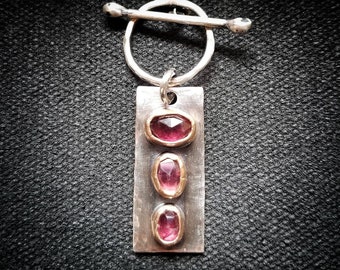 RHODOLITE GARNET Necklace | 925 Oxidized Sterling Silver & 14k Gold Filled Rose Cut Garnet Necklace | Dark Pink Faceted Rhodolite Garnets