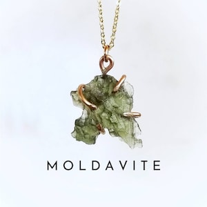 MOLDAVITE Necklace | Raw Moldavite Necklace Gold or Sterling Silver | .5 gram - 1.5 gram | Certified Czech Republic Moldavite Meteor Stone