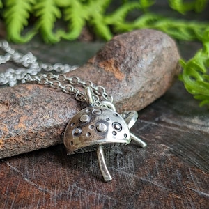 MUSHROOM Necklace | Handcrafted 925 Sterling Silver Mushroom Pendant | Woodland Toadstool Necklace
