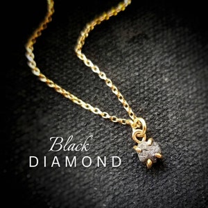BLACK DIAMOND Necklace | Earth Mined .50 Carat Diamond Necklace | Natural Black Diamond Solitare Necklace | 14k Gold Filled or 925 Silver