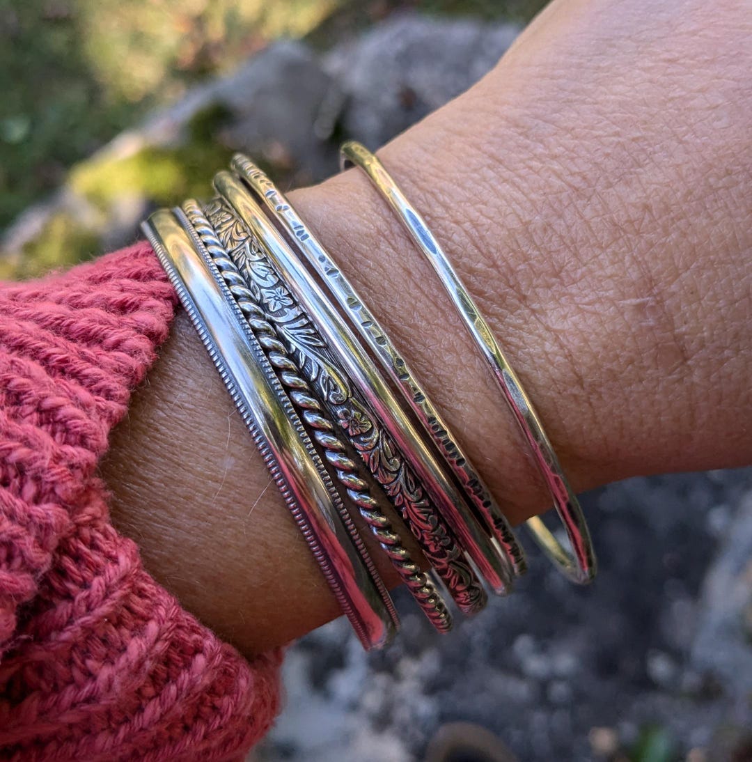 STERLING SILVER BANGLE Bracelets | Mix & Match Silver Stacking Bangles ...