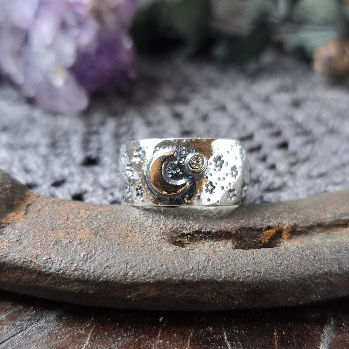DIAMOND CRESCENT MOON Band | Certified Lab Grown or Genuine Diamond ...