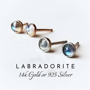 LABRADORIT Ohrstecker | facettierte Labradorit-Ohrstecker im Rosenschliff | 14k Gold, 14k Gold Fill, 925 Sterling Silber | Aurora Borealis Stein