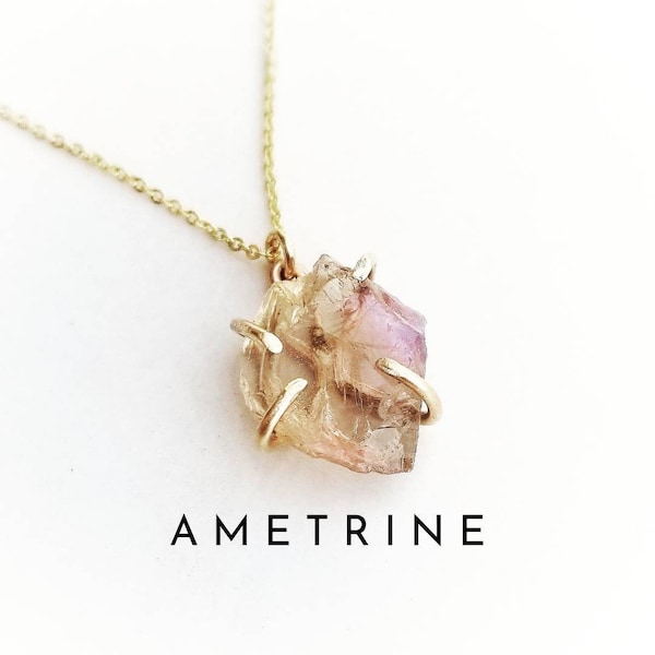 AMETRINE Necklace | Amethyst Citrine Crystal Necklace | Natural Earth Mined Ametrine 14k Gold Filled or 925 Sterling Silver Necklace