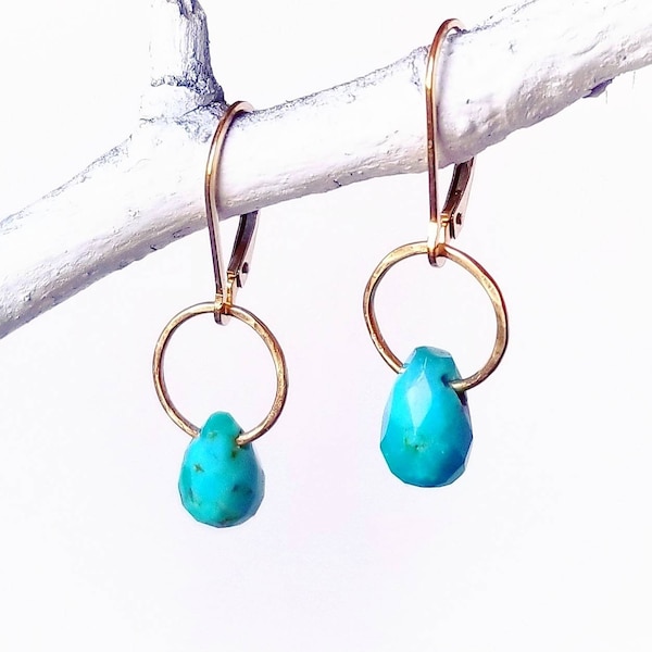 TURQUOISE Drop Earrings | 14k Gold Filled or Sterling Silver | December Birthstone