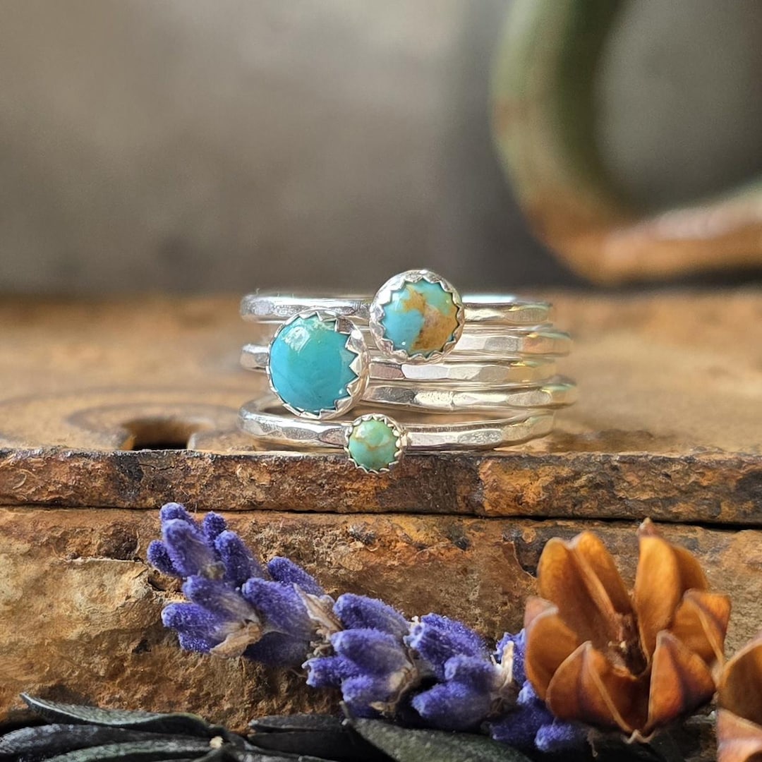 TURQUOISE Stacking Rings | Turquoise Ring Stack | Stackable Turquoise ...