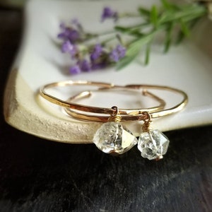 HERKIMER DIAMOND QUARTZ Hoop Earrings | 14k Gold Filled or 925 Sterling Silver | Natural Earth Mined Diamond Quartz