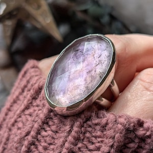 AMETHYST Ring | Large Rose Cut Lavender Amethyst 925 Sterling Silver Statement Ring | Rustic Elegant Handcrafted Amethyst Cocktail Ring
