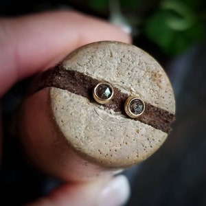 BLACK DIAMOND Stud Earrings | Salt and Pepper Natural Earth Mined Conflict Free Diamond Ear Studs | 14k Gold, 14k Gold Filled, or 925 Silver