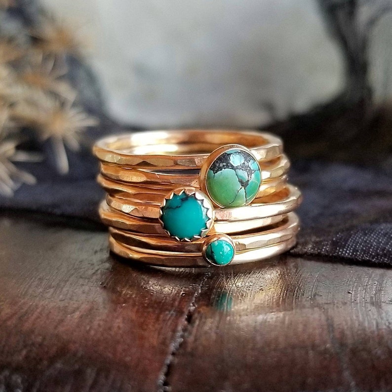 TURQUOISE Stacking Rings | Turquoise Ring Stack | Stackable Turquoise ...