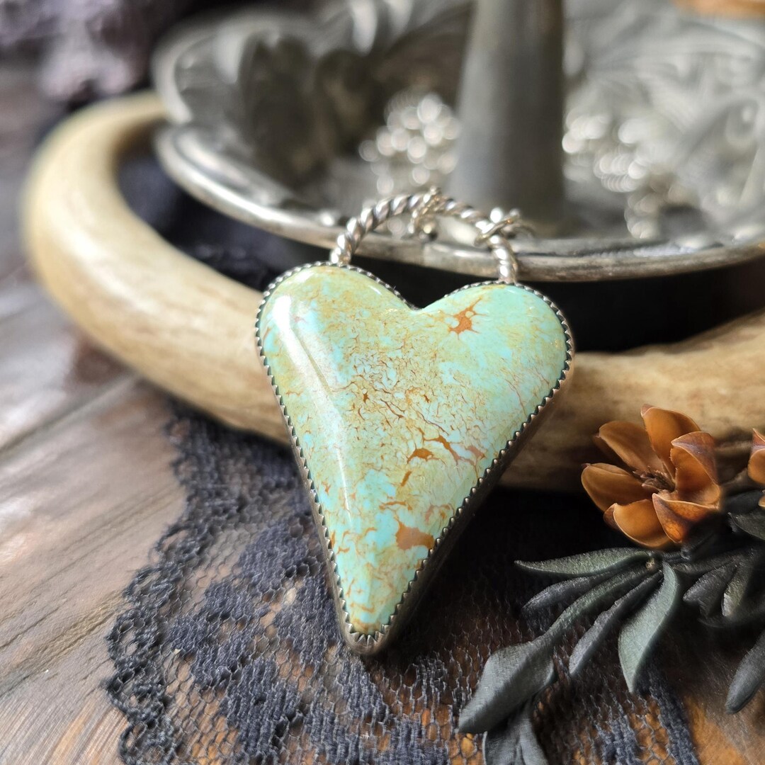 TURQUOISE HEART Necklace | Handcrafted 925 Sterling Silver Genuine ...