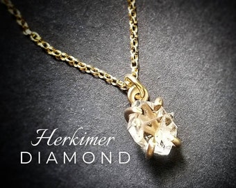 HERKIMER DIAMOND Necklace | Genuine Herkimer County, NY Diamond Quartz | 14k Gold, Gold Filled or 925 Silver Herkimer Necklace