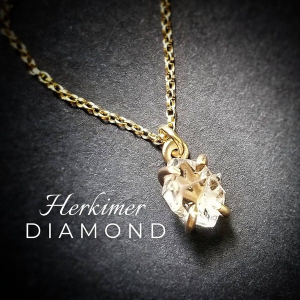 HERKIMER DIAMOND Necklace | Genuine Herkimer County, NY Diamond Quartz | 14k Gold, Gold Filled or 925 Silver Herkimer Necklace