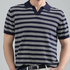 Striped Polo Shirt | Casual Loose Fit Top | Daily Wear | Minimal Streetwear Style

Striped polo shirt with relaxed short sleeve minimal streetwear style