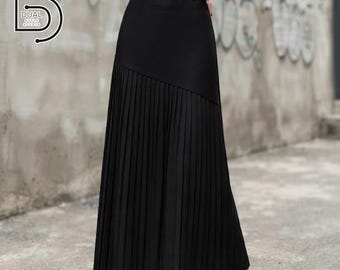 Pleated Maxi Skirt | High Waist Flowy A-Line | Daily Wear | Minimalist Chic Style