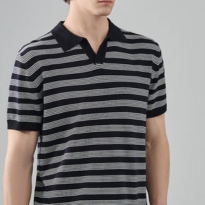 Striped Polo Shirt | Casual Loose Fit Top | Daily Wear | Minimal Streetwear Style

Striped polo shirt with relaxed short sleeve minimal streetwear style
