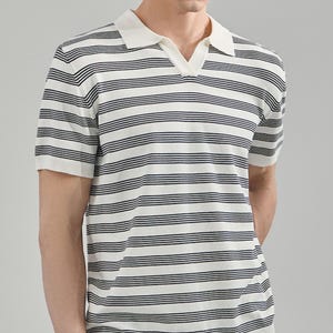 Striped Polo Shirt | Casual Loose Fit Top | Daily Wear | Minimal Streetwear Style

Striped polo shirt with relaxed short sleeve minimal streetwear style