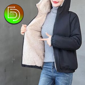 Fleecejacka med huva | Varm plyschkappa | Vardagskläder | Casual vintergatukläder