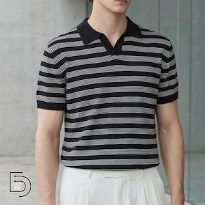 Striped Polo Shirt | Casual Loose Fit Top | Daily Wear | Minimal Streetwear Style

Striped polo shirt with relaxed short sleeve minimal streetwear style