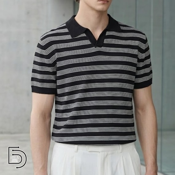 Striped Polo Shirt | Casual Loose Fit Top | Daily Wear | Minimal Streetwear Style