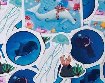 Whimsical Waters Animal Stickers ~ Ocean-Themed ~ Waterproof & Vinyl