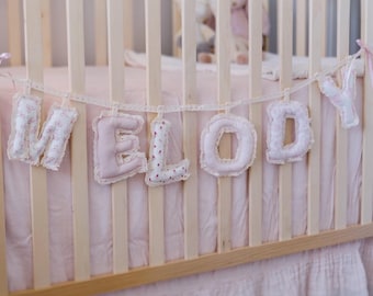 Custom Name Banner for Nursery | Personalized Fabric Garland | Baby Shower Gift | Girl Nursery Decor| Cottegecore baby nursery