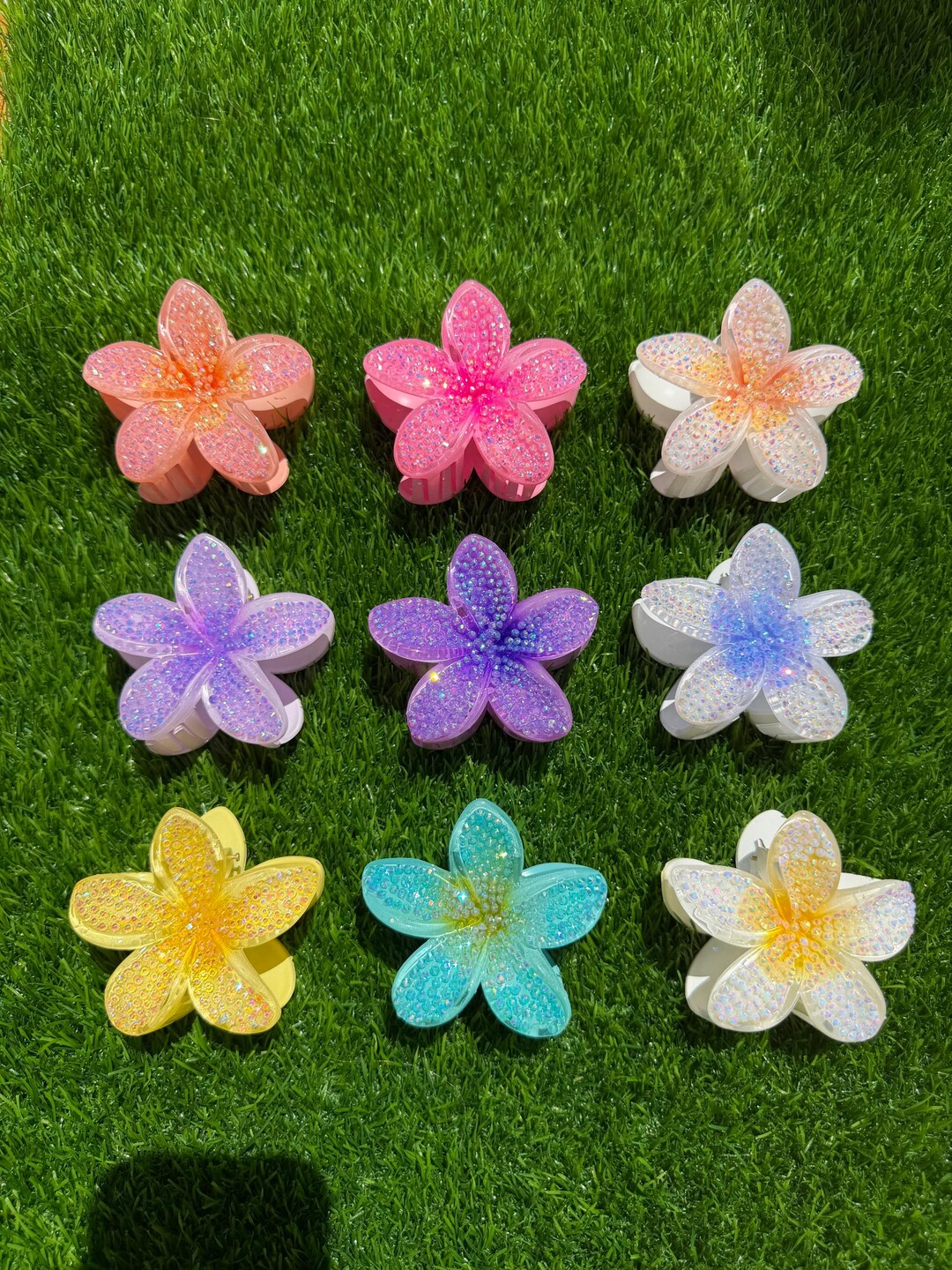 Bedazzled Hibiscus Claw Clips - Etsy
