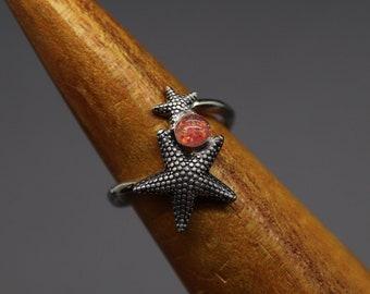 Starfish Ring, Starfish Urn, Seastar Jewelry, Cremation Ring Band, Silver Cremation Jewelry, Urn Ring, Cremation Ring for Ashes, Loss of