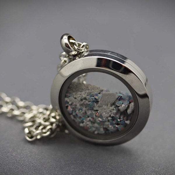 Urn Necklace for Human Ashes, Stainless Steel Cremation Jewelry, Ashes Necklace for Men, Glass Shaker Locket, Glass Cremation Pendant, Loss