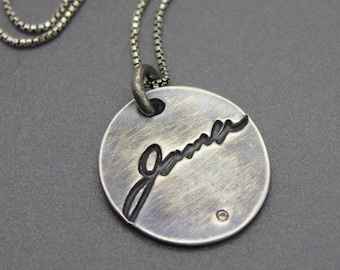 Actual Handwriting Necklace, Mothers Day Gift, Memorial Jewelry Dad, Personalized Necklace for Mom Sterling Silver, Grief Gift for a