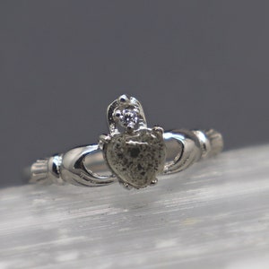 Opal Cremation Heart Ring, Silver Claddagh Ash Ring, Cremation Jewelry, Ash Ring, Ash Jewelry, Urn Ring, Urn Jewelry, Pet Loss, Diamond Ash