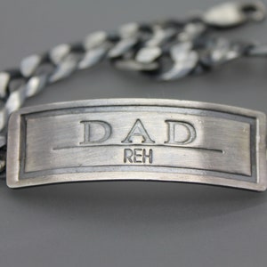 Fathers Day Gift, Personalized Gift For Dad, Bracelet For Dad, Custom Mens Bracelet, Jewelry For Him, Silver Bracelet For Men, Engraved