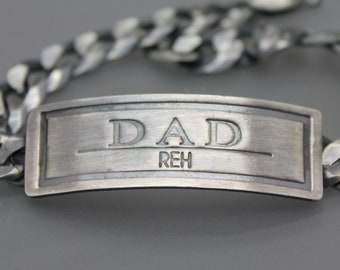 Fathers Day Gift, Personalized Gift For Dad, Bracelet For Dad, Custom Mens Bracelet, Jewelry For Him, Silver Bracelet For Men, Engraved