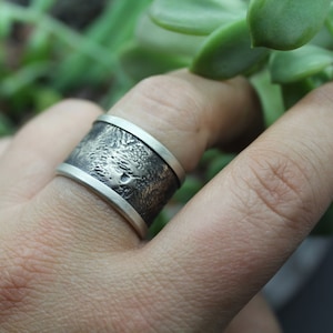 Pet Memorial Ring, Custom Pet Ring, Paw Print Ring, Sterling Silver Wide Band Ring For Women, Dog Nose Print Jewelry, Pet Memorial Jewelry