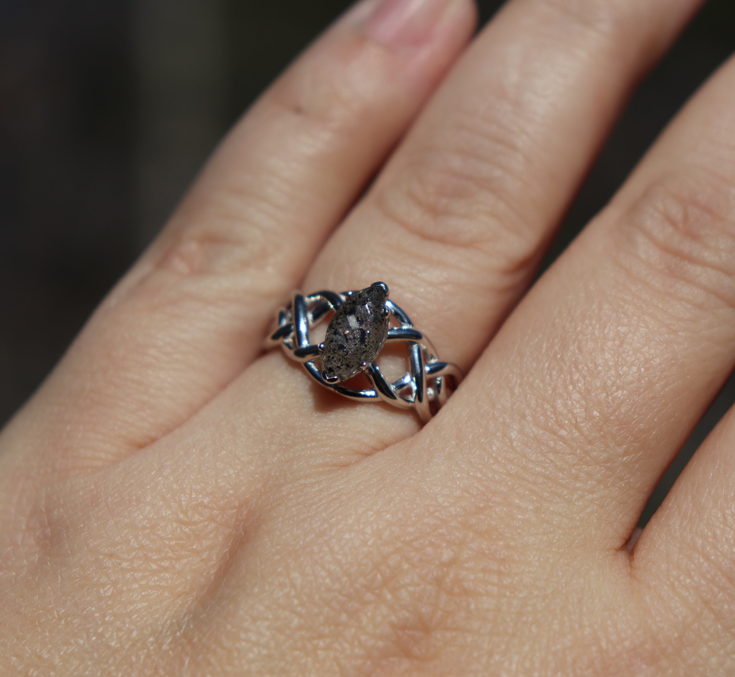 Marquise Cremation Ring, Sterling Silver Memorial Ash Ring, Celtic ...