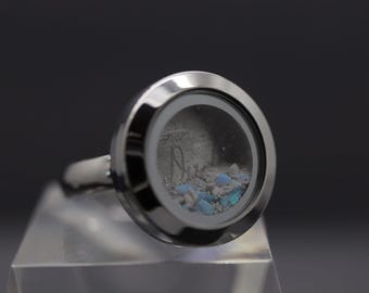 Medaillon zur Aufbewahrung von Asche, Erinnerungsstück an die Asche Verstorbener, Aschering, Schmuck aus Asche Verstorbener, Urnenring, Verlust eines geliebten Menschen, DIY, Asche