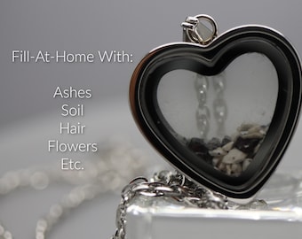 Urn Necklace for Human Ashes, Human Cremation Jewelry, Ashes Necklace for, Glass Shaker Locket, Glass Cremation Pendant, Loss of Loved One
