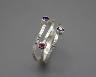 Mothers Ring 3 Stone, Sterling Silver Birthstone Ring For Mom, New Mom Gift, Grandmother Gift, Mother In Law Gift, Family Birthstones Ring