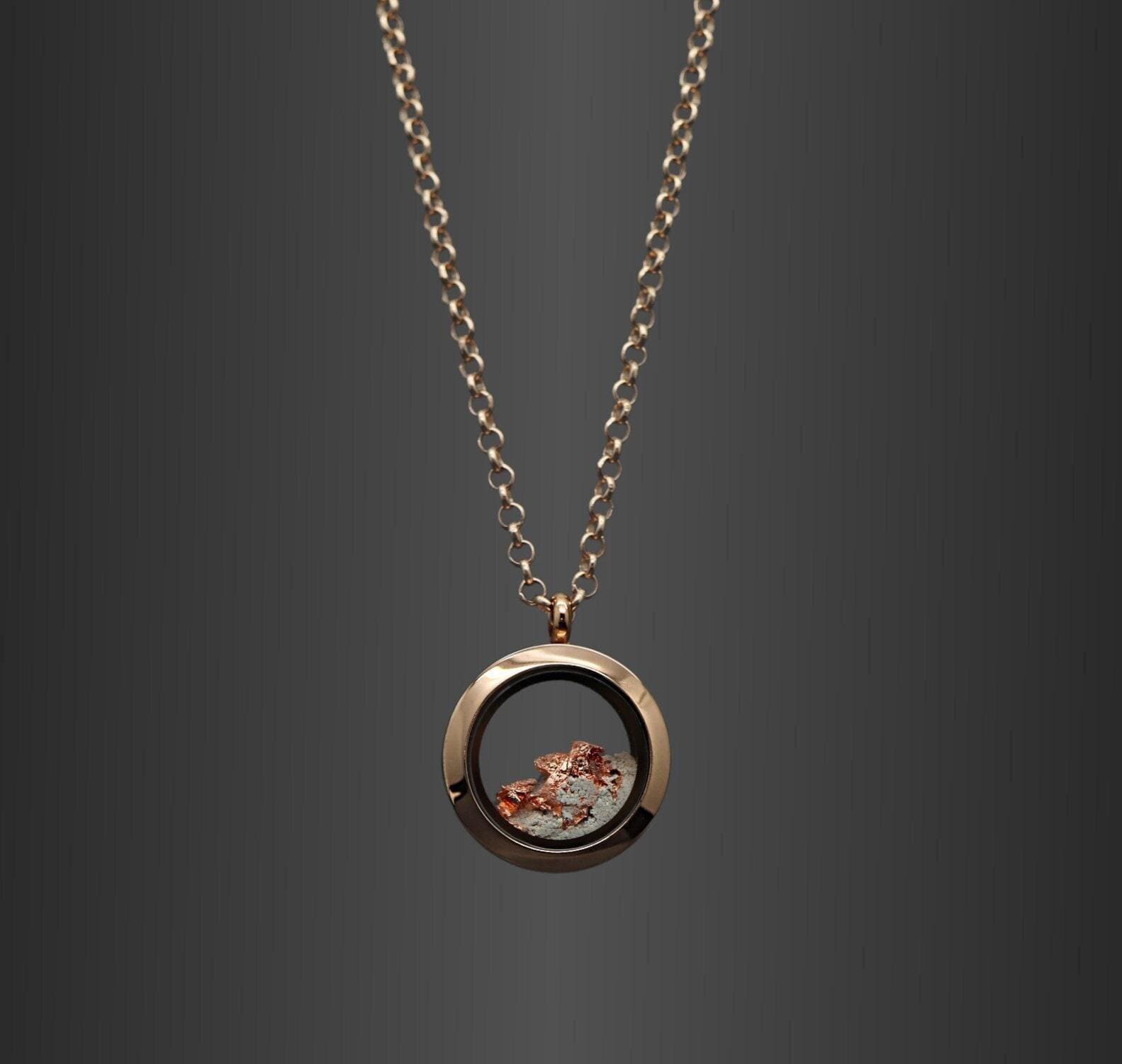 Urn Necklace for Human Ashes, Rose Gold Cremation Jewelry, Ashes Necklace for Men, Glass Shaker Locket, Glass Cremation Pendant, Loss