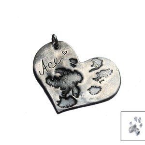 Armband met hondenprint op maat, Hart met pootafdruk, Zilveren neusafdruk, Hart met hondenneus, Hart met hondenpoot, Armband met hondenprint op maat, Sieraden met pootafdruk afbeelding 3