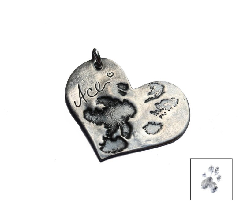 Armband met hondenprint op maat, Hart met pootafdruk, Zilveren neusafdruk, Hart met hondenneus, Hart met hondenpoot, Armband met hondenprint op maat, Sieraden met pootafdruk afbeelding 3