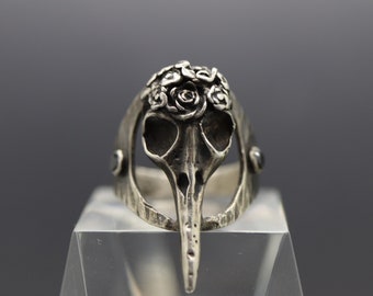 Raven Skull Ring, Crow Ring, Gothic Jewelry Rings, Silver Raven, Valentine Gift Ring, Ready to Ship Gifts, Unique Jewelry for Her, RTS Gift