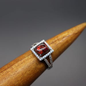 Emerald Cut Ring, Square Princess Cut Ring, Cremation Rings for Women, Cremation Jewelry Ashes, Silver Cremation Jewelry, Pet Loss Memorial image 2