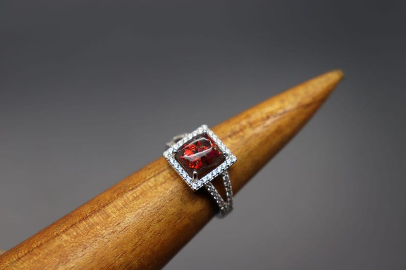 Emerald Cut Ring, Square Princess Cut Ring, Cremation Rings for Women, Cremation Jewelry Ashes, Silver Cremation Jewelry, Pet Loss Memorial image 2