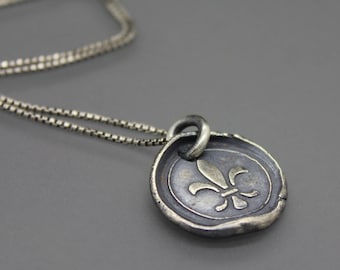 Wax Seal Necklace, Wax Seal Jewelry, New Orleans Jewelry, Fleur De Lis, Fleur De Lis Necklace, Fleur De Lis Jewelry, Saints Jewelry
