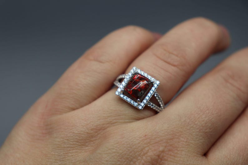 Emerald Cut Ring, Square Princess Cut Ring, Cremation Rings for Women, Cremation Jewelry Ashes, Silver Cremation Jewelry, Pet Loss Memorial image 4