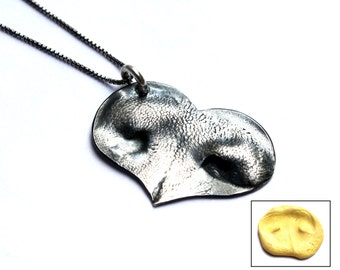 Custom Dog Nose Necklace, Memorial Paw Print Necklace, Dog Nose Print Jewelry, Personalized Pet Memorial Jewelry, Dog Lover Gift, Dog Mom